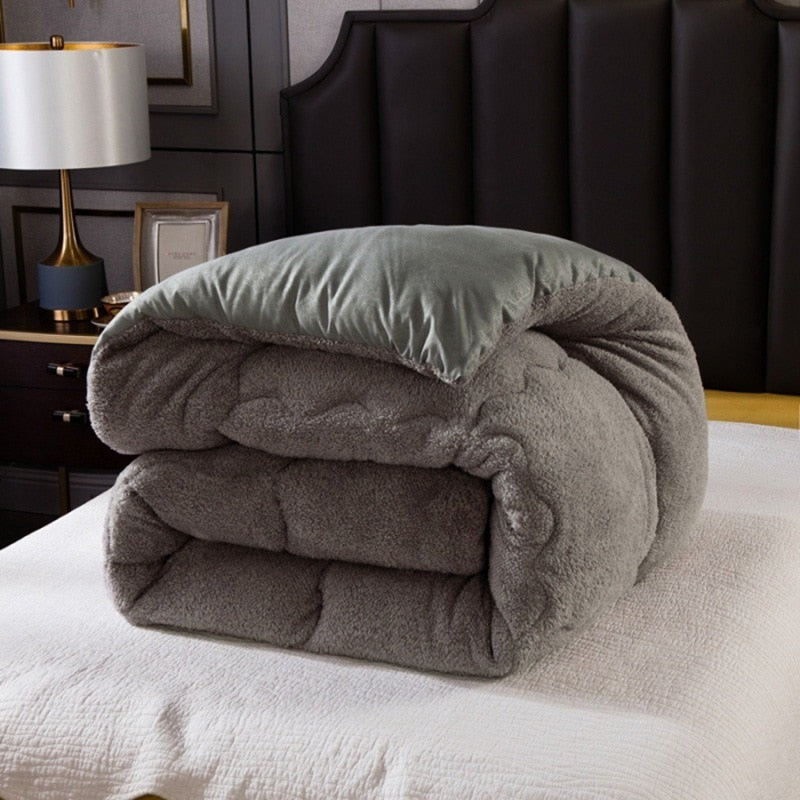 Autumn Winter Thicken Warm Lamb Wool Quilt Blanket Single Double King Queen Bed Cover Bedding Comforter Home Hotel Duvets