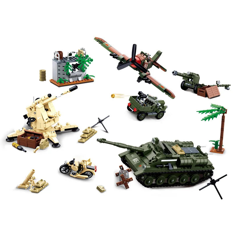 Sluban Normandy Landings Ww2 Military Vehicle Bunker Artillery Building Blocks Germany UK US World War I Ii Army Tank Plane Sets