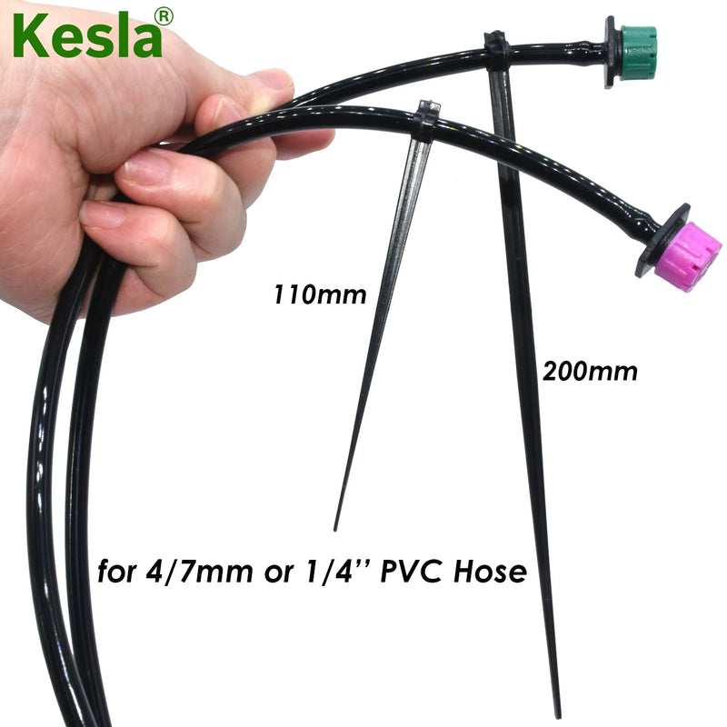 KESLA 50PCS 11cm 20cm 1/4'' Fixed Stake Support Holder for 4/7mm Watering PVC Hose DrIp Irrigation Home Garden Flowerpot Fitting