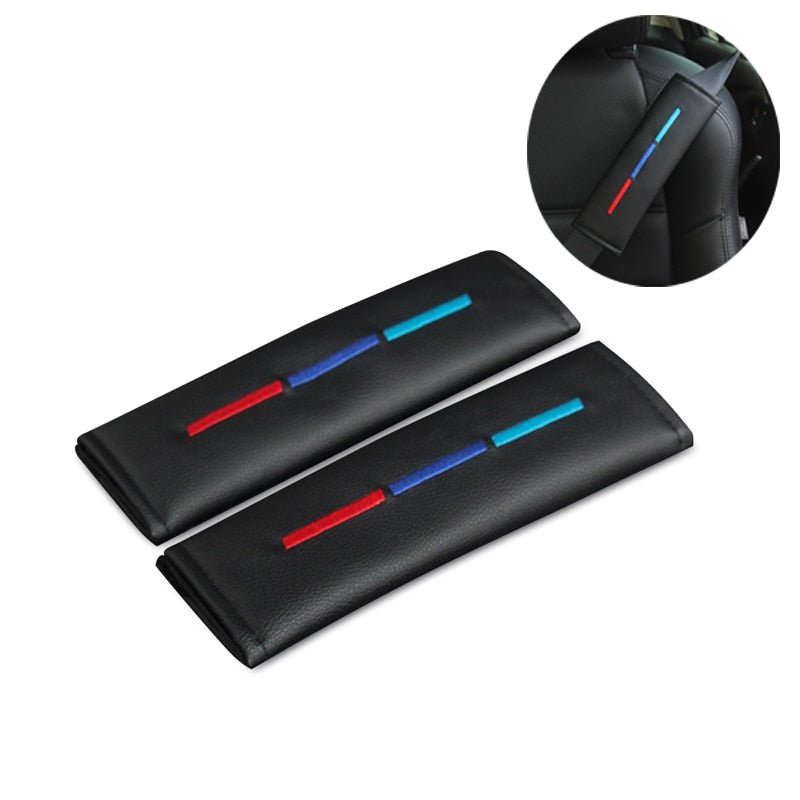 Car Seatbelt Shoulder Pad Comfortable Driving Seat Belt Vehicle Shoulder Pad Cover Cushion Harness Pad for BMW ///M Color Driver