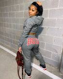 Herbst Winter Buchstaben-Print Dicke Trainingsanzug Damen Jogging Femme Sweatshirts Crop Top mit Hose Sweatsuits Zweiteiliger Anzug Outfits