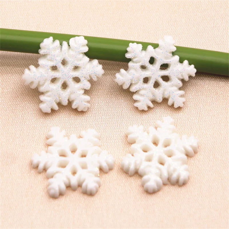 20pcs Christmas Snowflake Resin Flatback Cabochon Art Supply Decoration Charm DIY Craft 20mm