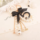 Number 5 Camellia Bag Pendant For Woman Luxury Jewelry Bow Car Keyring Bowknot Camellia Pearl Keychains Bag Decoration
