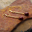 Edelstein-Ohrringe zum Aufhängen für Damen, rote Jaspis, vergoldet, tropfenförmig, baumelnd, böhmische Kunst, Damenschmuck, Geschenke für Frauen