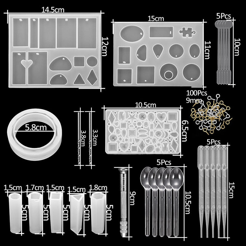 1 Set Mixed Style Silicone Epoxy Resin Casting Molds UV Tool Set For DIY Pendant Jewelry Making Finding Accessories Supplies