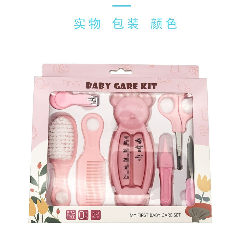 Multi-piece baby care set newborn hair trimmer nail thermometer beauty brush set scissors comb teether function children's wash