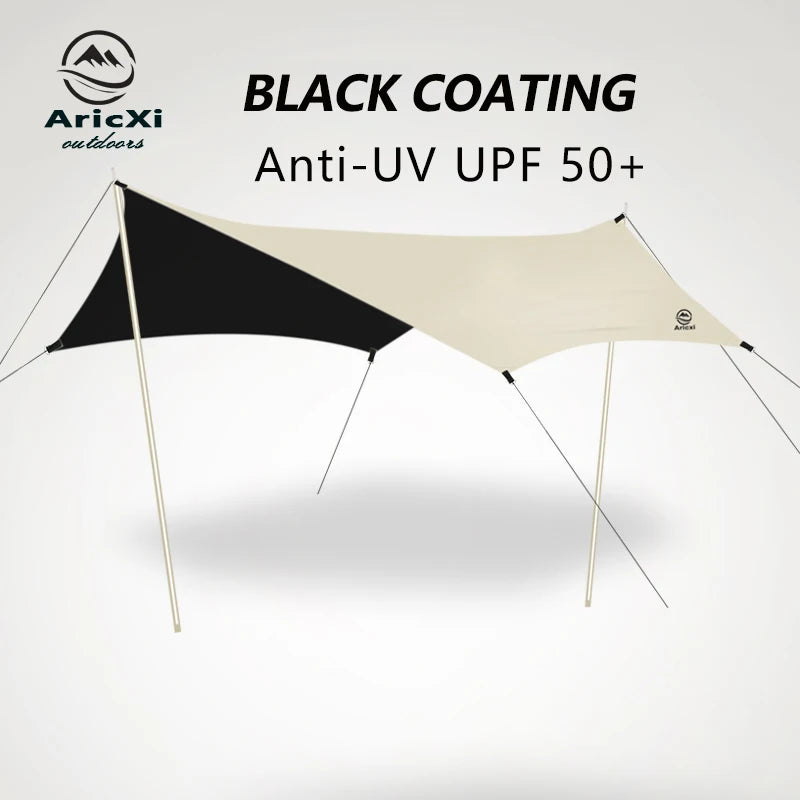 Aricxi Black Coating  Tarp Outdoor Camping Sun Shelter Shade Awning Thickened 210D Oxford cloth ANTI UV  high waterproof tarp