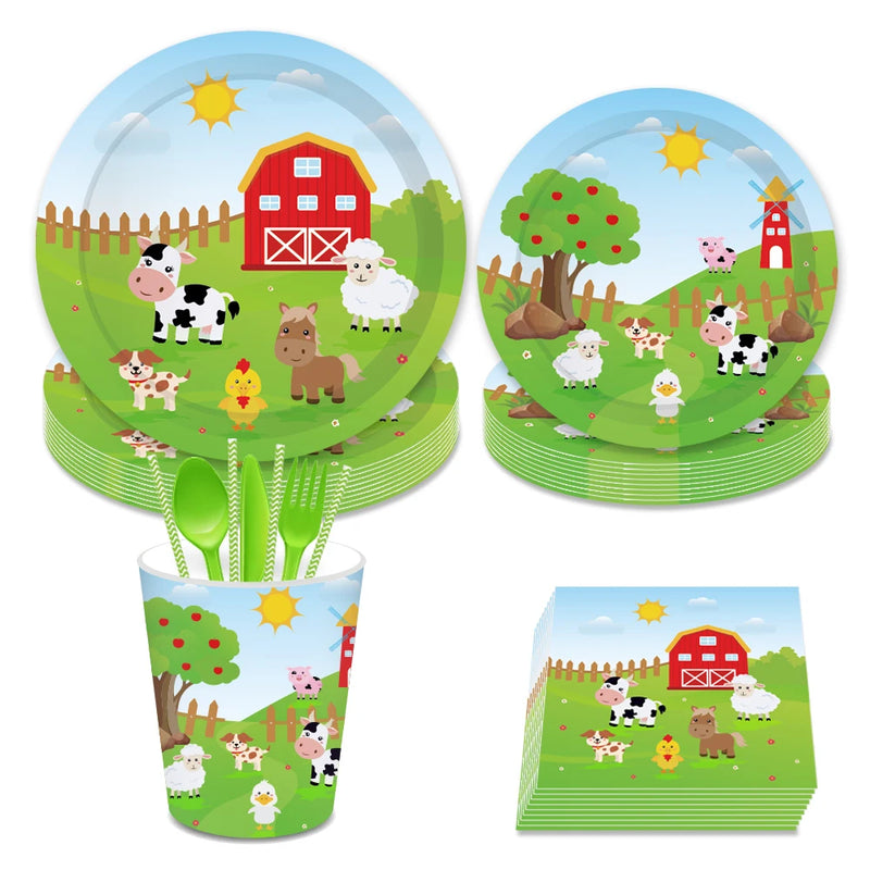 Farm Cow Theme Birthday Party Animal Party Cow Decoration Disposable Cups Plates Flags Tablecloth Baby Shower Balloon Decoration
