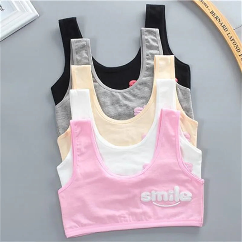 Teen bra girl vest Cotton Spandex Big Girl's Sport 7-14 Years Adolescente Kids Underwear Letter Racerback Training 1 piece