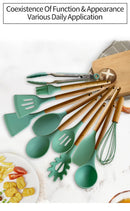 The Atelier | Non-Stick Silicone Kitchen Utensil Set with Wooden Handles