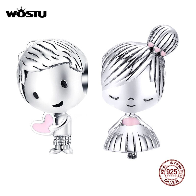 WOSTU New Design 925 Sterling Silver Family Beads Charms Fit Original Bracelet Pendant Fashion DIY Jewelry