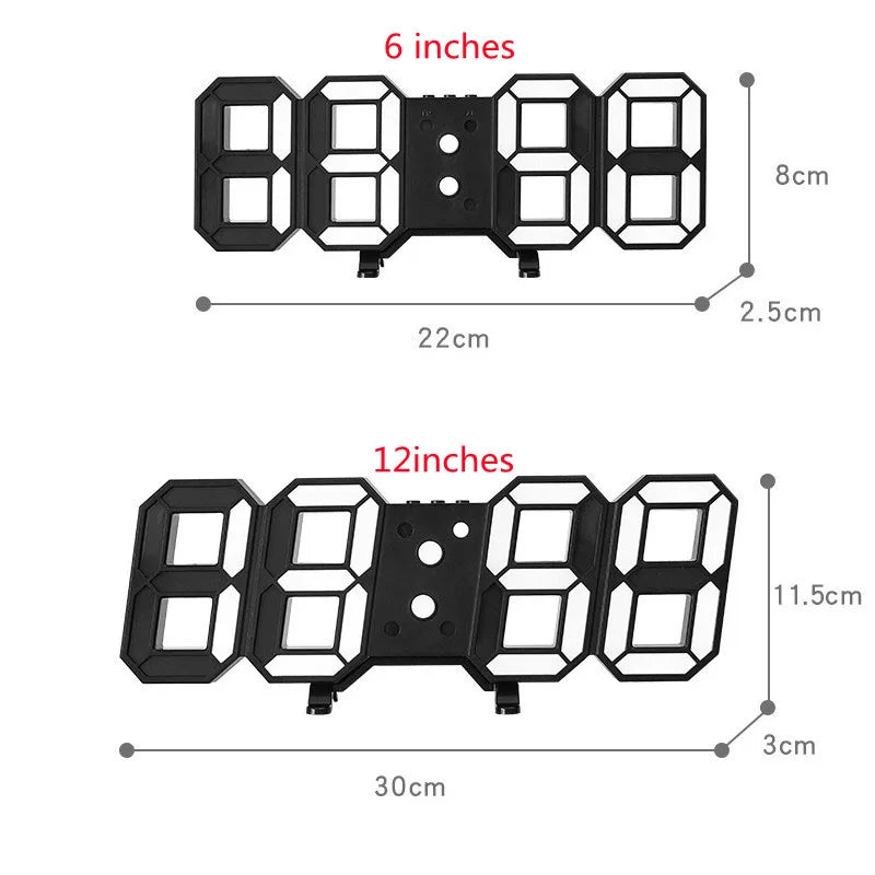 Large 3D Remote Control Wall Clock LED Electronic Clocks  Digital Table Watch  Desktop Multi-function  Date Temperature Hanging