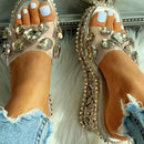 Doratasia brand design ladies crystals rivets clear platform high heels leisure slipper wedges sandals women summer shoes female