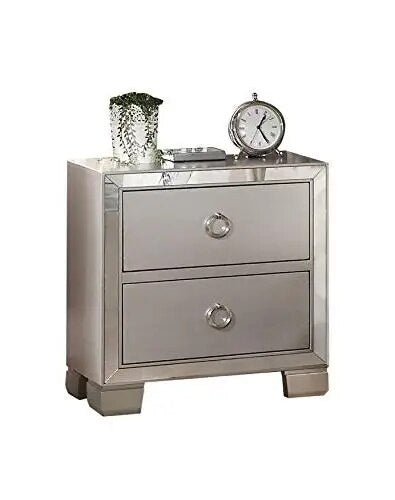 Voeville II Nightstand End Table Side Table  in Platinum  for Living Room/Bedroom