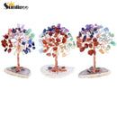 Sunligoo Super Mini Kristall-Geldbaum, Kupferdraht, mit Achat-Scheiben-Sockel, Heilstein, Yoga, Feng Shui Baum, Heimdekoration