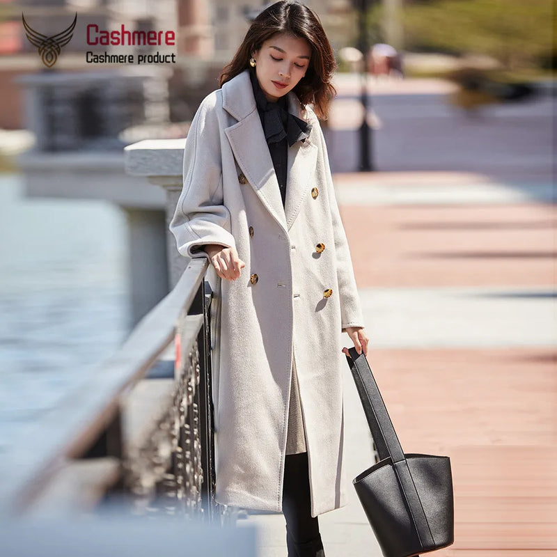 Winter Long Wool Coat Women 2023 Autumn Camel Classic Double Breasted Wool Coat Black Warm Thick Coat Women Red Large Size Coat