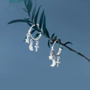 Trendy Genuine 100% 925 Sterling Silver Star Moon Cross Hoop Earrings for Women Lady Girl Party Fine Jewelry