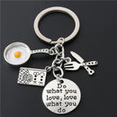 1PC Cake Charms Measuring Spoons Egg With Pan Keychain Cook Book Keyring For Cooks Chefs Baker Gift Baking Jewelry