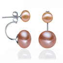 Natural Pearl Stud Earrings for Women Jewelry S925 Sterling Silver Genuine White Black Double Pearl Earrings Party