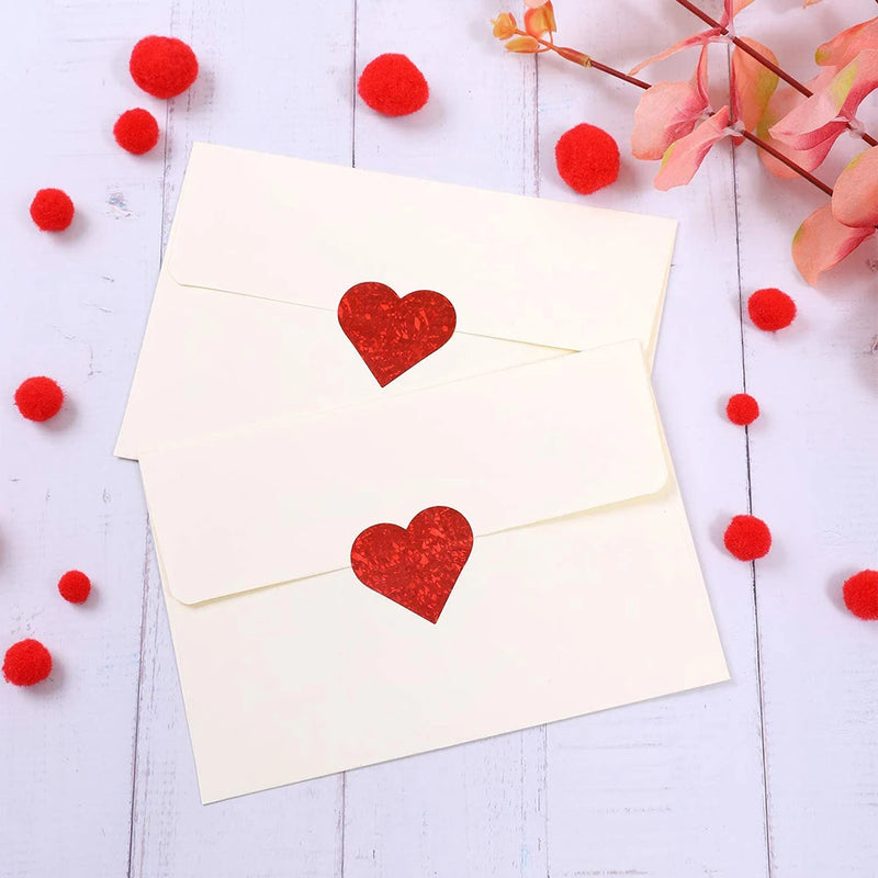 50-500pcs Valentine's Day Paper Packaging Sticker Red Heart Shape Labels Candy Dragee Bag Gift Box Packing Bag Wedding