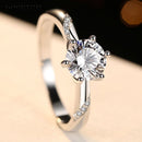 Luxury Pure 100% 925 Sterling Silver Ring Fashion Zircon Engagement Band Jewelry Anniversary Gift For Women Girl