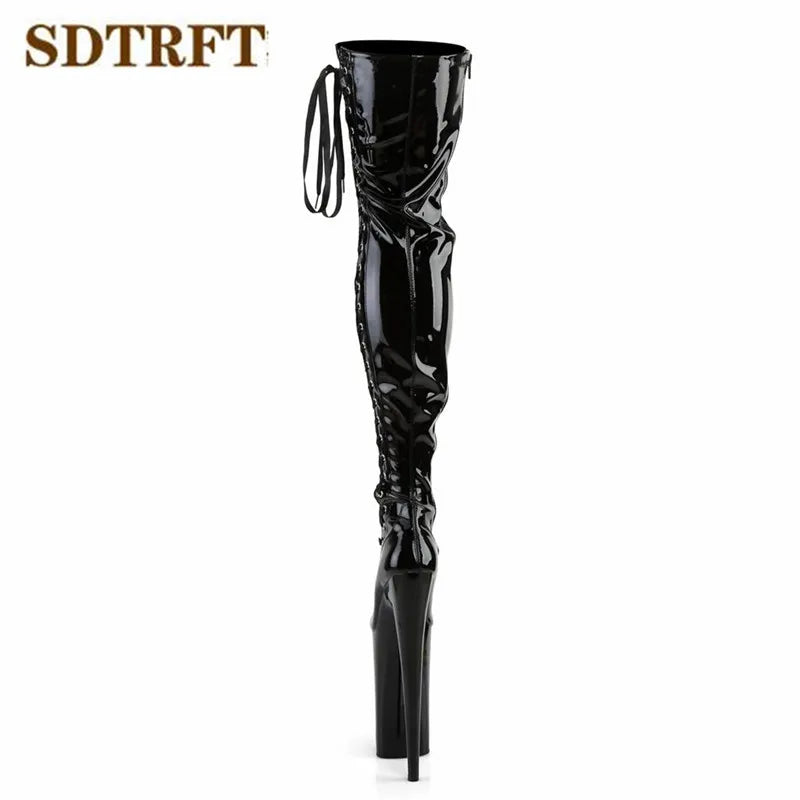 SDTRFT Spring Autumn Fashion Botas Mujer 23cm Thin High Heels Over The Knee Boots Round Toe Lace Up Shoes Woman Wedding Pumps