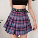 Harajuku Plaid Skirt Women Punk y2k High Waist Mini Tennis Skirts Uniform Chain Pocket A-line Streetwear Vintage Free Belt
