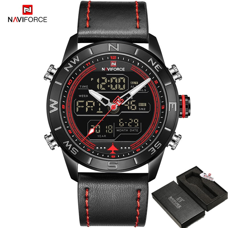 NAVIFORCE Sport Watches for Men Top Brand Luxury Military Leather Men&