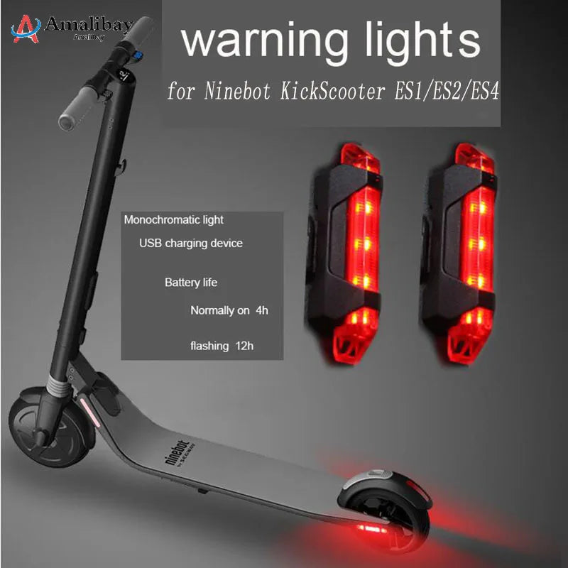 Electric Scooter Warning Light USB Charging Flash Taillight For Ninebot KickScooter ES1 ES2 ES4 Xiaomi Ninebot Parts Accessories