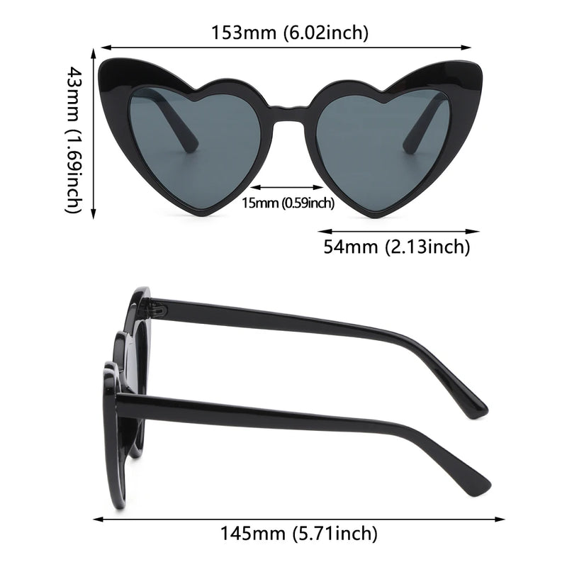 1PC Luxury Heart Shaped Sunglasses Big Frame Love Effect Sun Glasses Retro Women  lana del rey Eyewear UV400 Protection