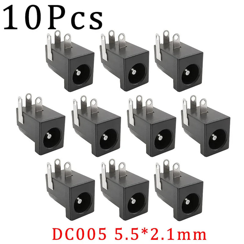 10Pcs DC Power Jack Socket Connector 5.5*2.1mm 3.5x1.3mm Male Female DC005 DC022 DC099 DC plug socket Nut Panel Mount Adapter