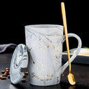 Natural Marble 12 Constellation Ceramic Zodiac Mug with lid Coffee Mugs Creative Personality Cup 400ml Lead-free