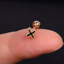 1Pcs Mini Stainless Steel Ear Tragus Cartilage Helix Piercing Butterfly Daisy Crown Snowflake Star Cross Enamel Studs Earring