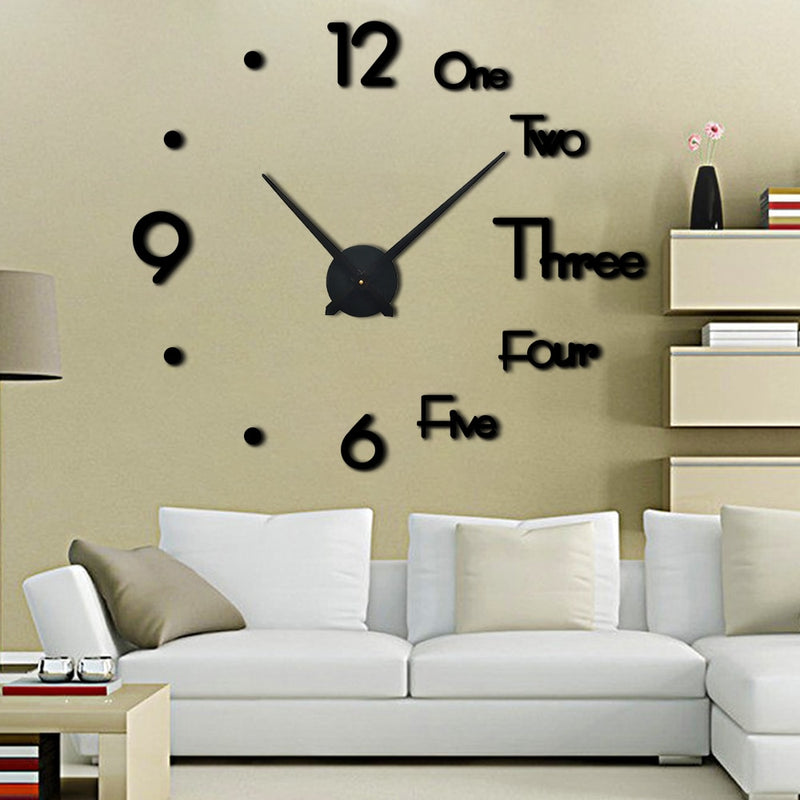 New 3D DIY Large Wall Clock Modern Design Wall Sticker Clock Silent Home Decor Living Room Acrylic Mirror Nordic Wall Clock