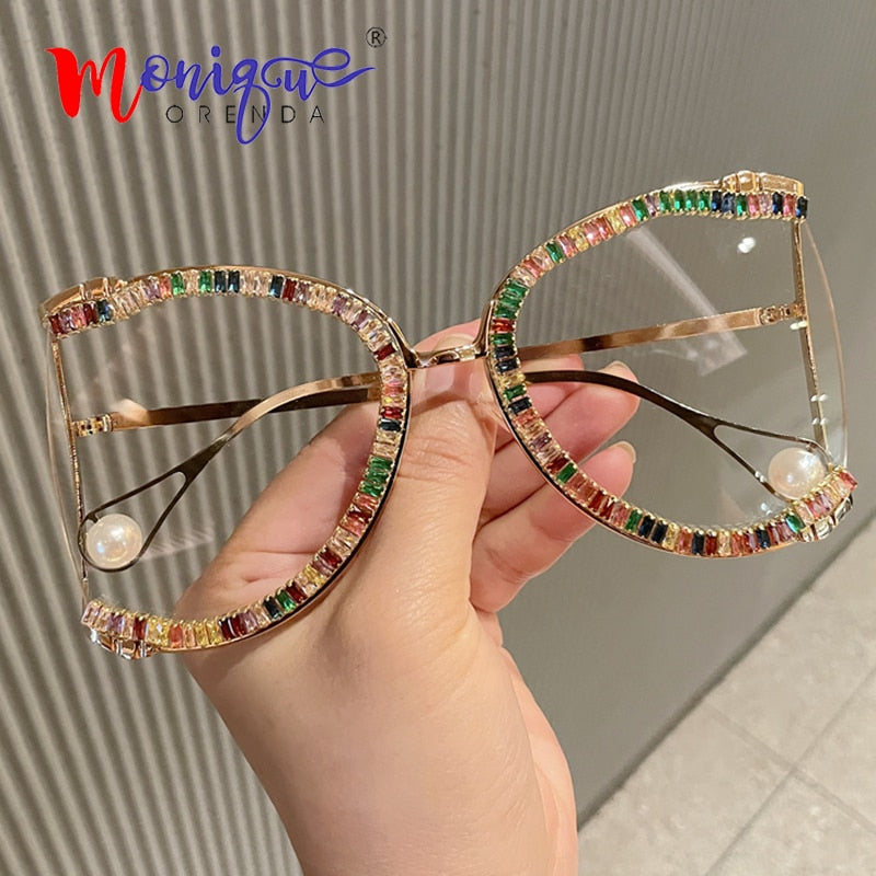 2021 Sunglasses Women Oversized CZ Diamond Designer Sun Glasses Ladies Luxury Glasses Shades for Women  Wholesale Bulk  Oculos