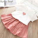Humor Bear Baby Girl Clothes Fashion New Girls Clothing Sets Kids Clothes Toddler Girl Cute Bow T-shirt+ Pants Summer Set