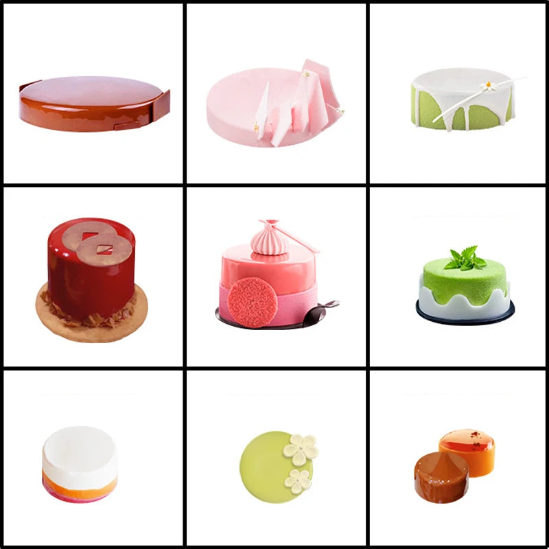 SHENHONG Multiple Mousse Cake Mold Cylinder-Shaped Silicone Mould Dessert Decoration Accessories Muffin Pan Baking Tools