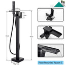 Black Bathtub Shower Faucet Bathroom Brass Square Floor Standing Bathtub Faucets Waterfall Hot Cold Water Mixer Tap