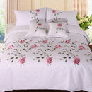 Cotton Soft Bedding set  Bed linen Flowers Embroidery White Pink Grey Duvet Cover 220x240 Bed sheet Twin Full Queen King size