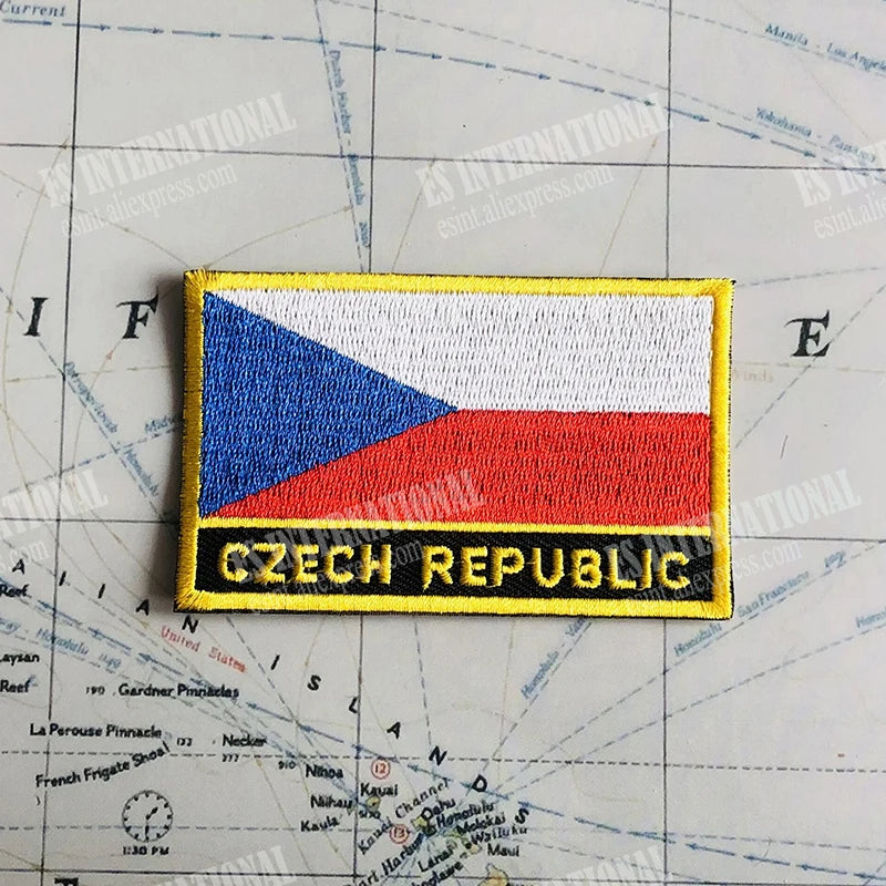 CZECH REPUBLIC National Flag Badges Armband Embroidery Patches Shield And Square Shape   Lapel Pin One Set Cloth Accessories