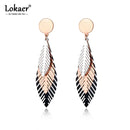 Lokaer Trendy Titanium Stainless Steel Gold Plated Leaves Stud Earrings Bohemia Style Creative Jewelry For Women Kolczyki E19100
