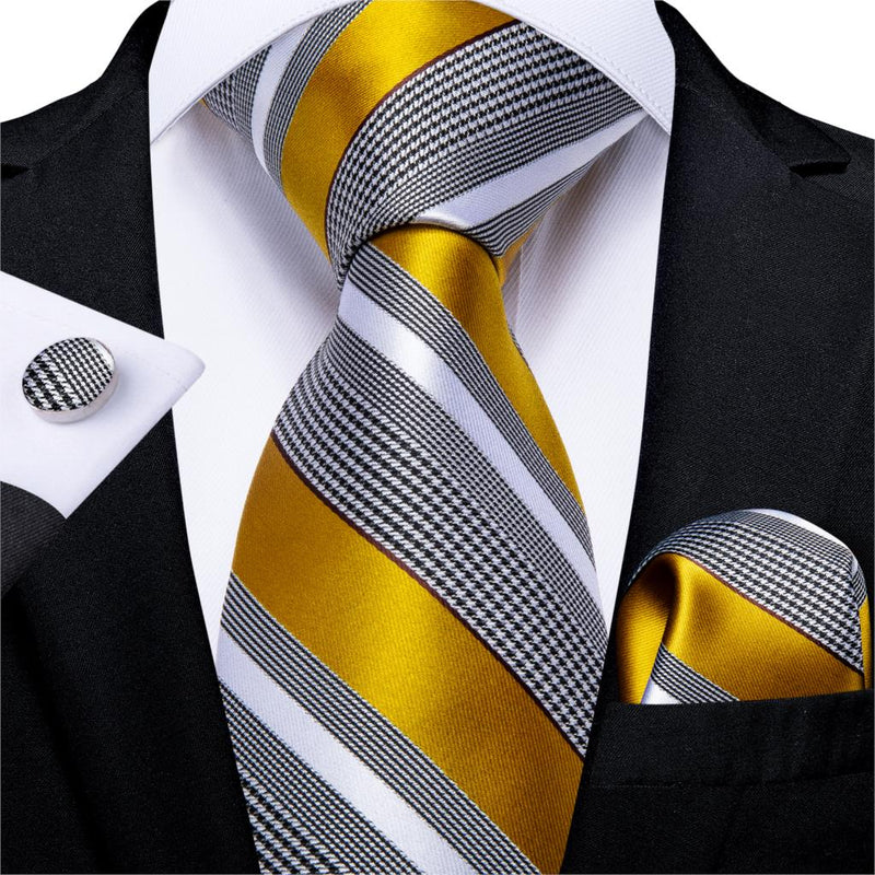 Gift Men Tie Teal Blue White Striped Silk wedding Tie For Men DiBanGu Designer Hanky Cufflink Quality Men Tie Set Business 7339