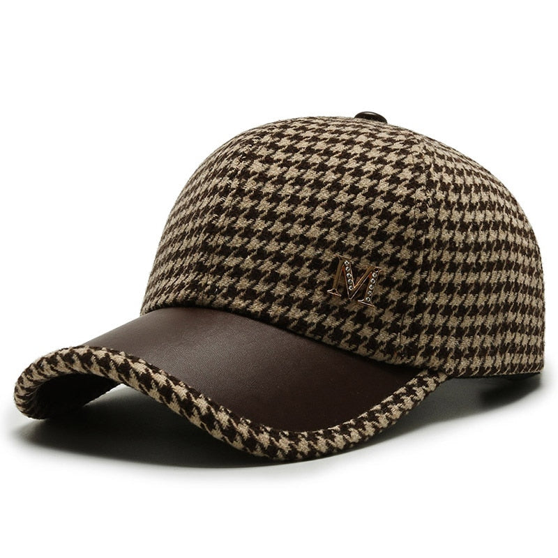 FS 2023 British Plaid Baseball Hats For Men Luxury Designer Brand Women Cap Brown Houndstooth Bone Trucker Hat Casquette Homme