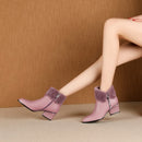 ZVQ Cute Sweet Leather Ankle Boots Winter Warm Chelsea Booties Pink Black Purple Party 5cm High Heels women's Shoes