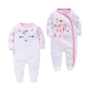 2pcs/lot baby rompers Baby Girl Clothes Full Sleeve 100%Cotton Cartoon Print Overalls Newborn Baby Footies Toddler Jumpsuit