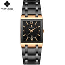 WWOOR Ladies Watch Top Brand Japanese Quartz Watches Square Black Gold Watch Stainless Steel Waterproof Fashion Women Wristwatch