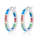 CiNily White Fire Opal Hoop Earrings With Stone Silver Plated Small Round Circle Chic Summer Punk Jewelry Best Gifts for Woman