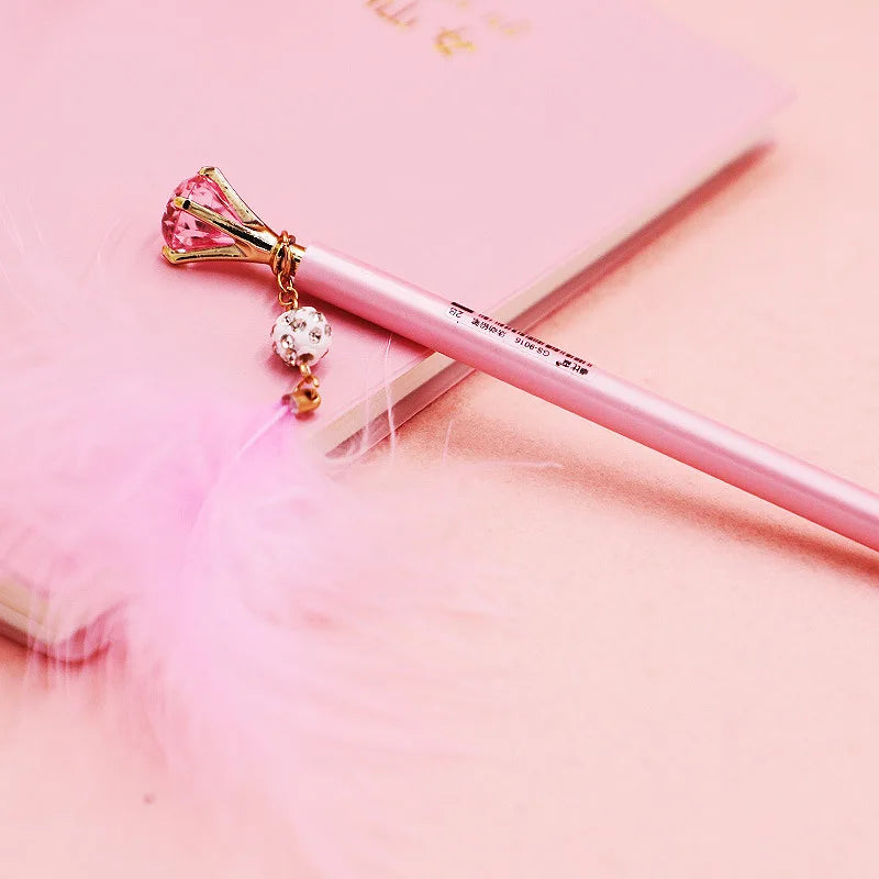 Ellen Brook 1 PCS Cute Press Mechanical Pencil Feather Diamond School Office Supply Student Stationery Kid Automatic Pencil