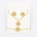 Hot Sale 26 Letters Jewelry Sets Necklace+Earrings+Bracelet For Women Initial Alphabet Charm Copper Zircon Party Wedding Gift