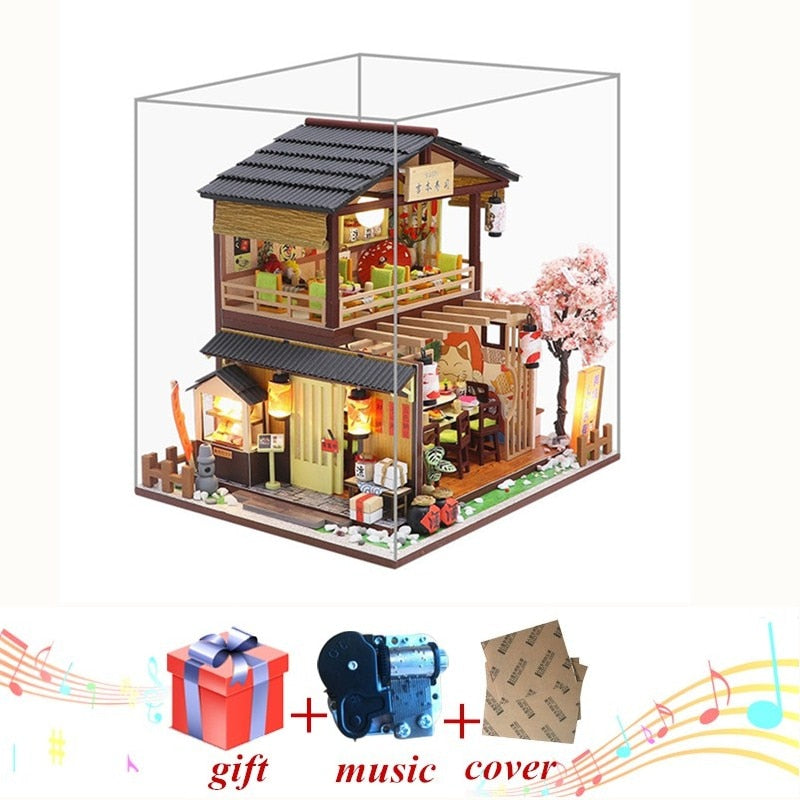 DIY Wooden House Japan Style Miniature Doll House Kits Mini Dollhouse  with Furniture Precised Design Dollhouse For Decoration T